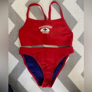 Red Lifeguard Swimsuit by Speedo